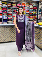 Purple Dear- Cotton Rayon Suit
