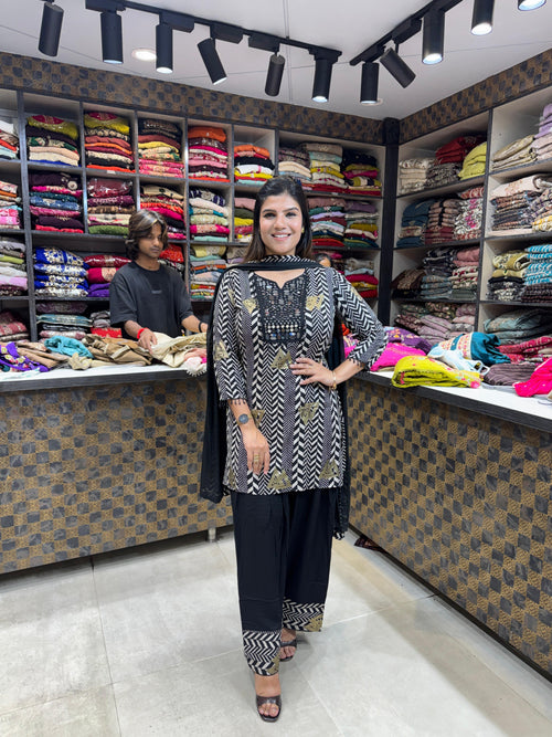 Goldy- Mirror work farshi suit