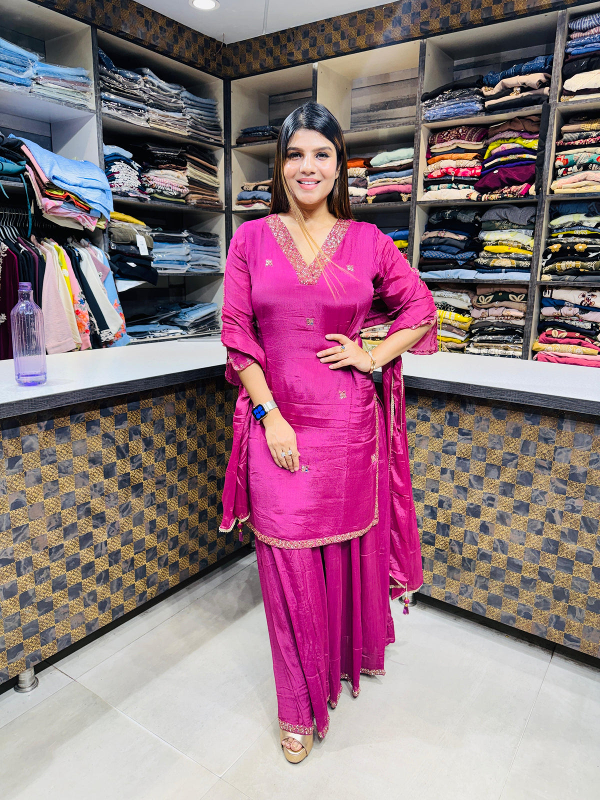 Roshni- Chinon Sharara Suit