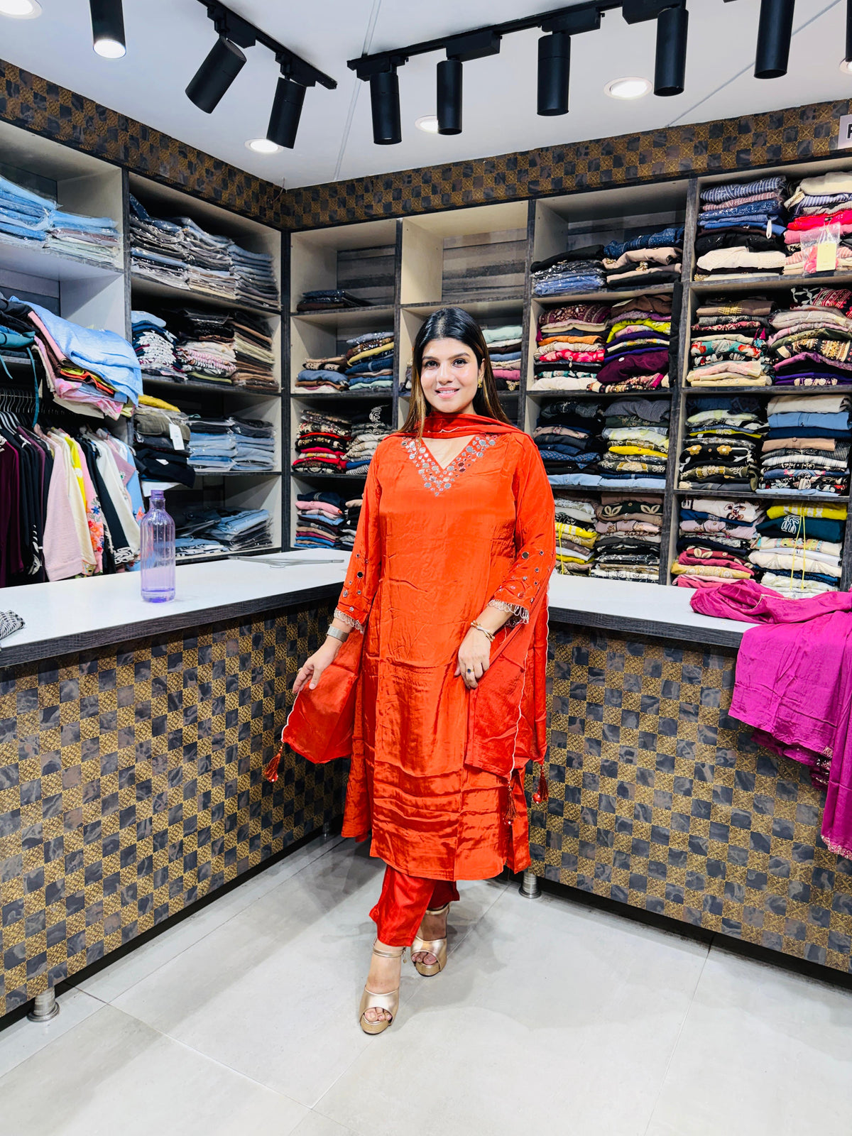 Anaya- Crepe Mirror Work Suit