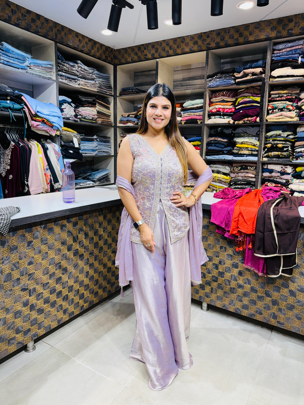 Aaliyah- Silk Short Shirt with Sharara