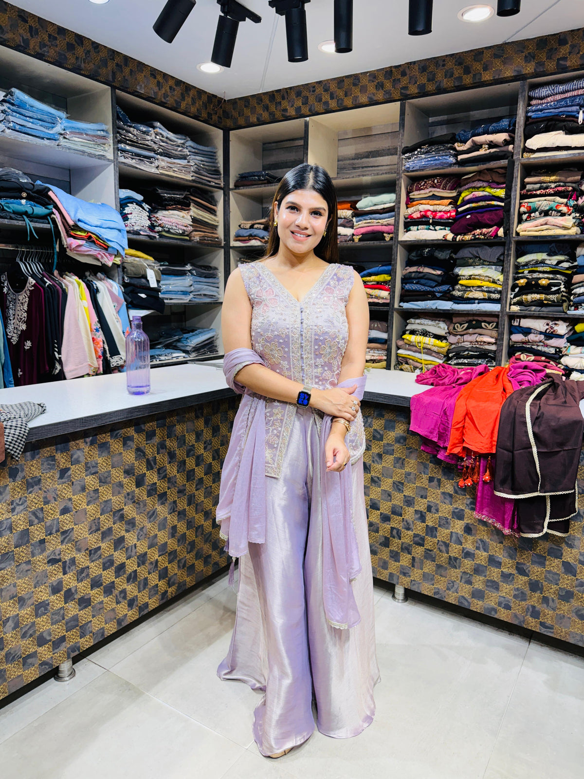 Aaliyah- Silk Short Shirt with Sharara