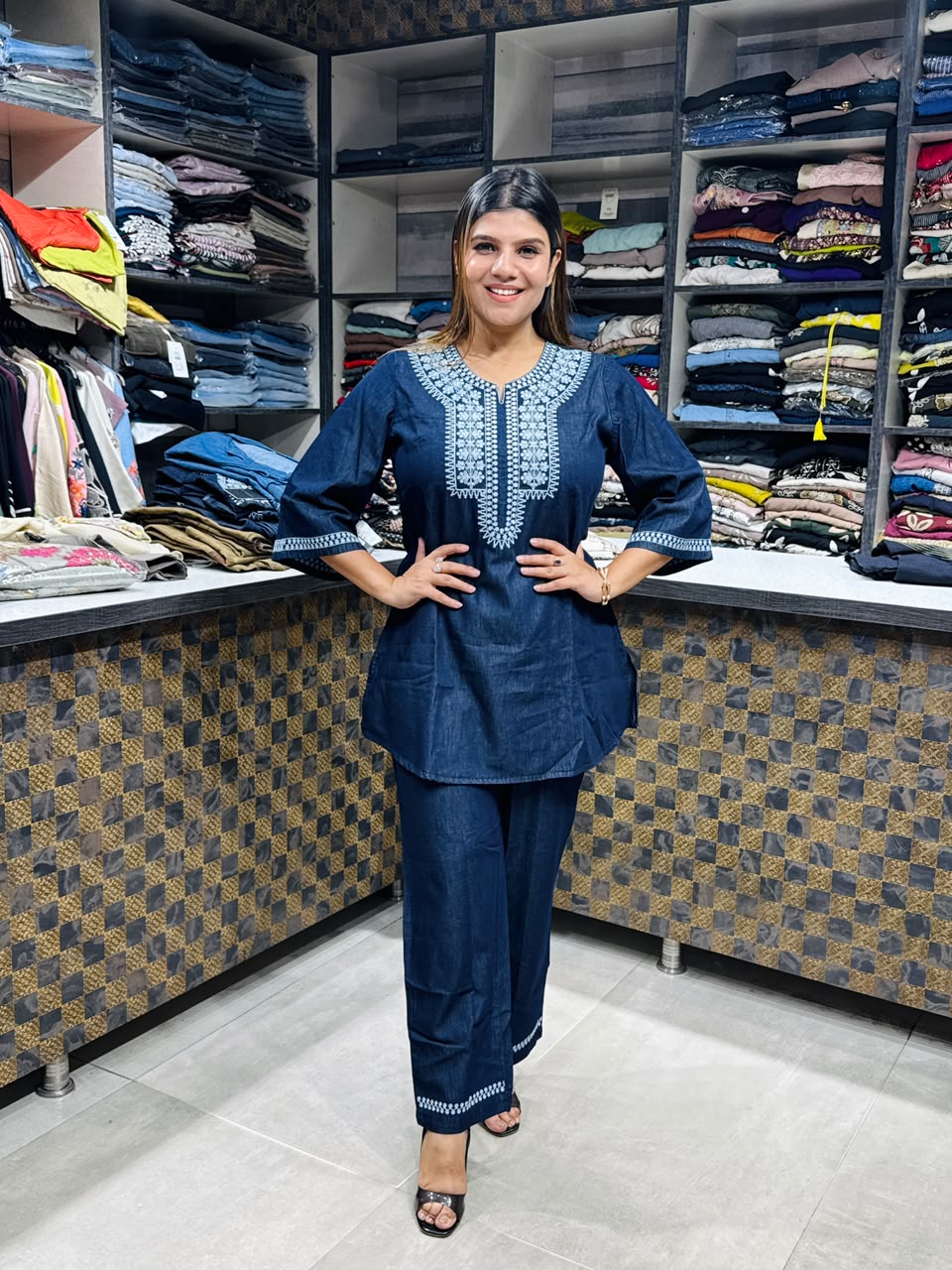 Denim Embroidery Coord-set