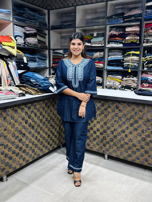 Denim Embroidery Coord-set