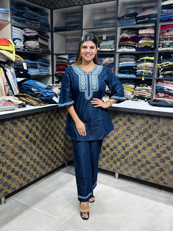 Denim Embroidery Coord-set