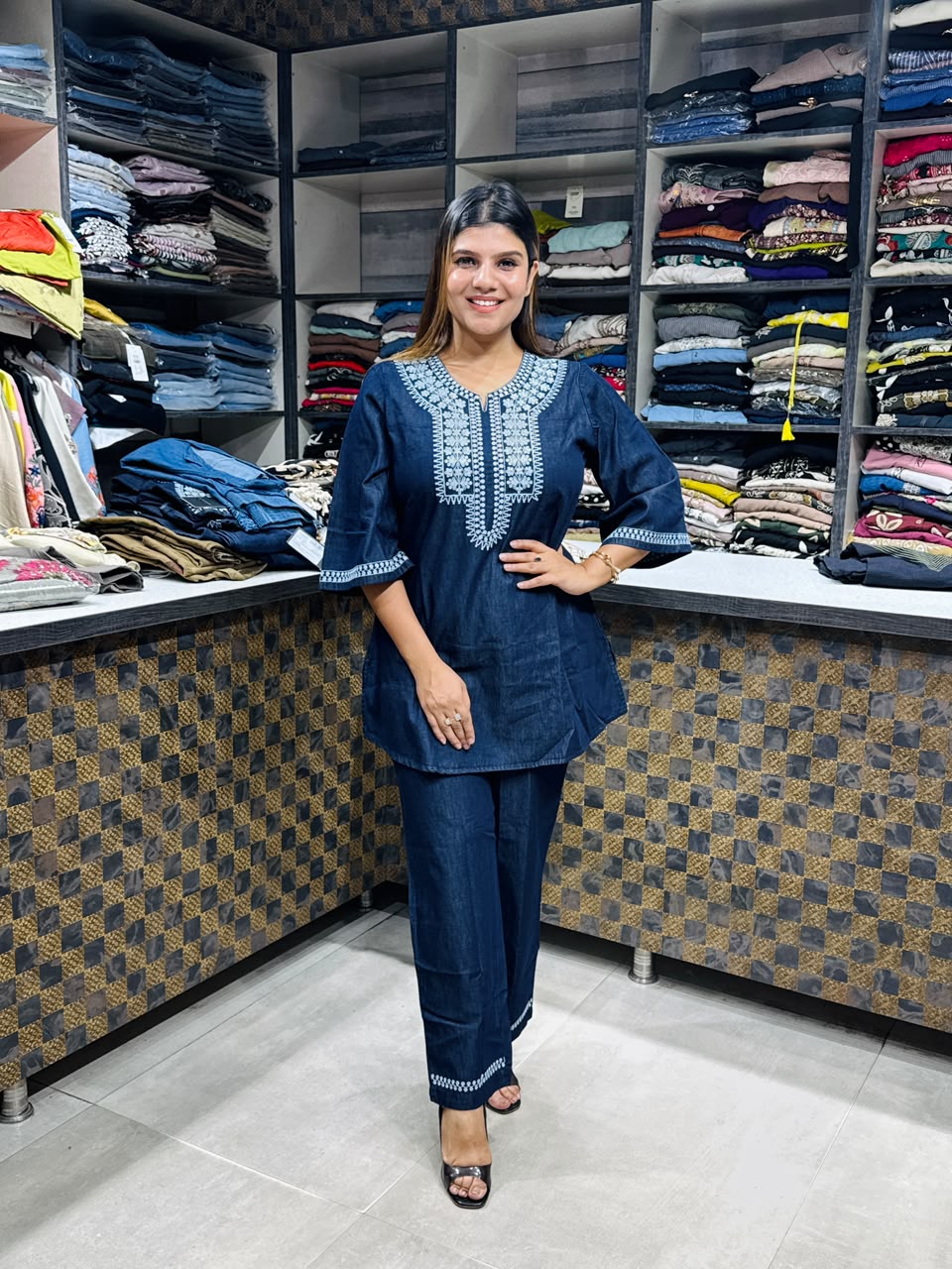 Denim Embroidery Coord-set