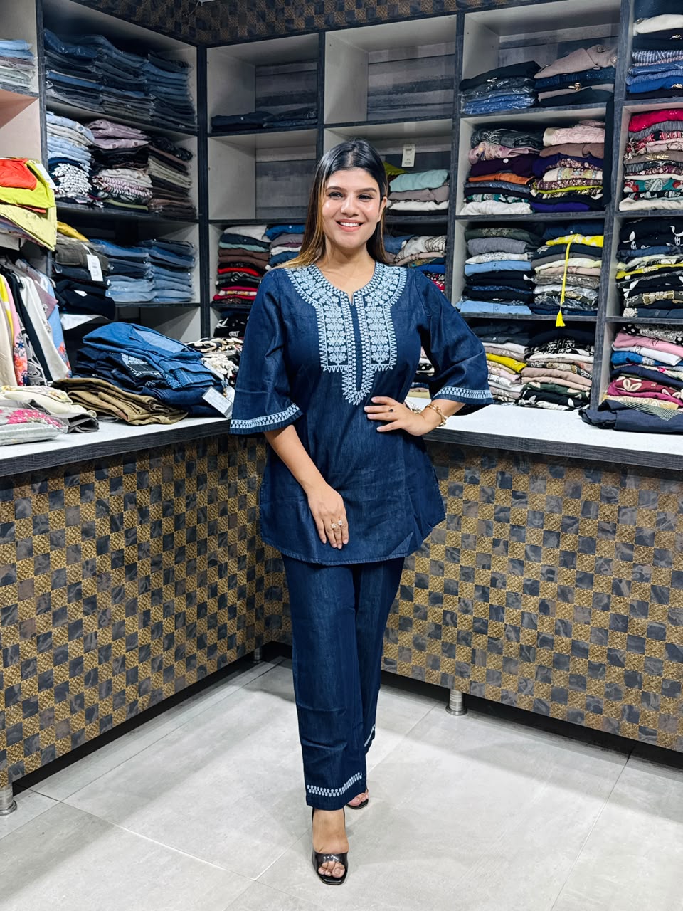 Denim Embroidery Coord-set