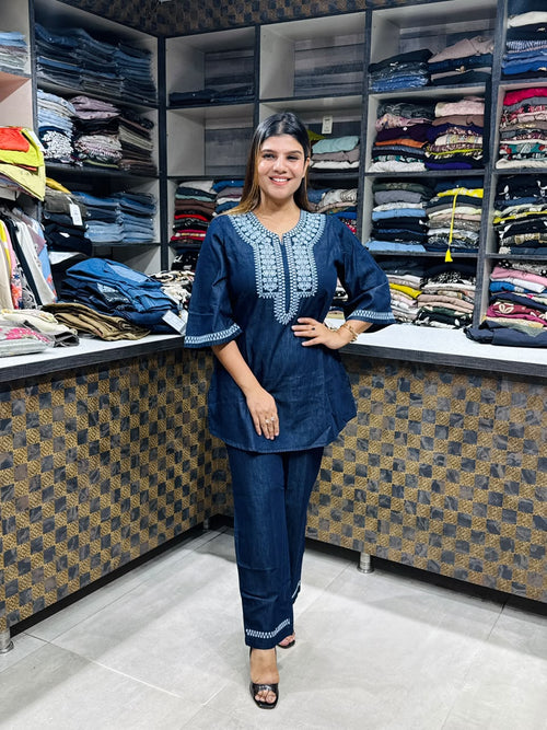 Denim Embroidery Coord-set