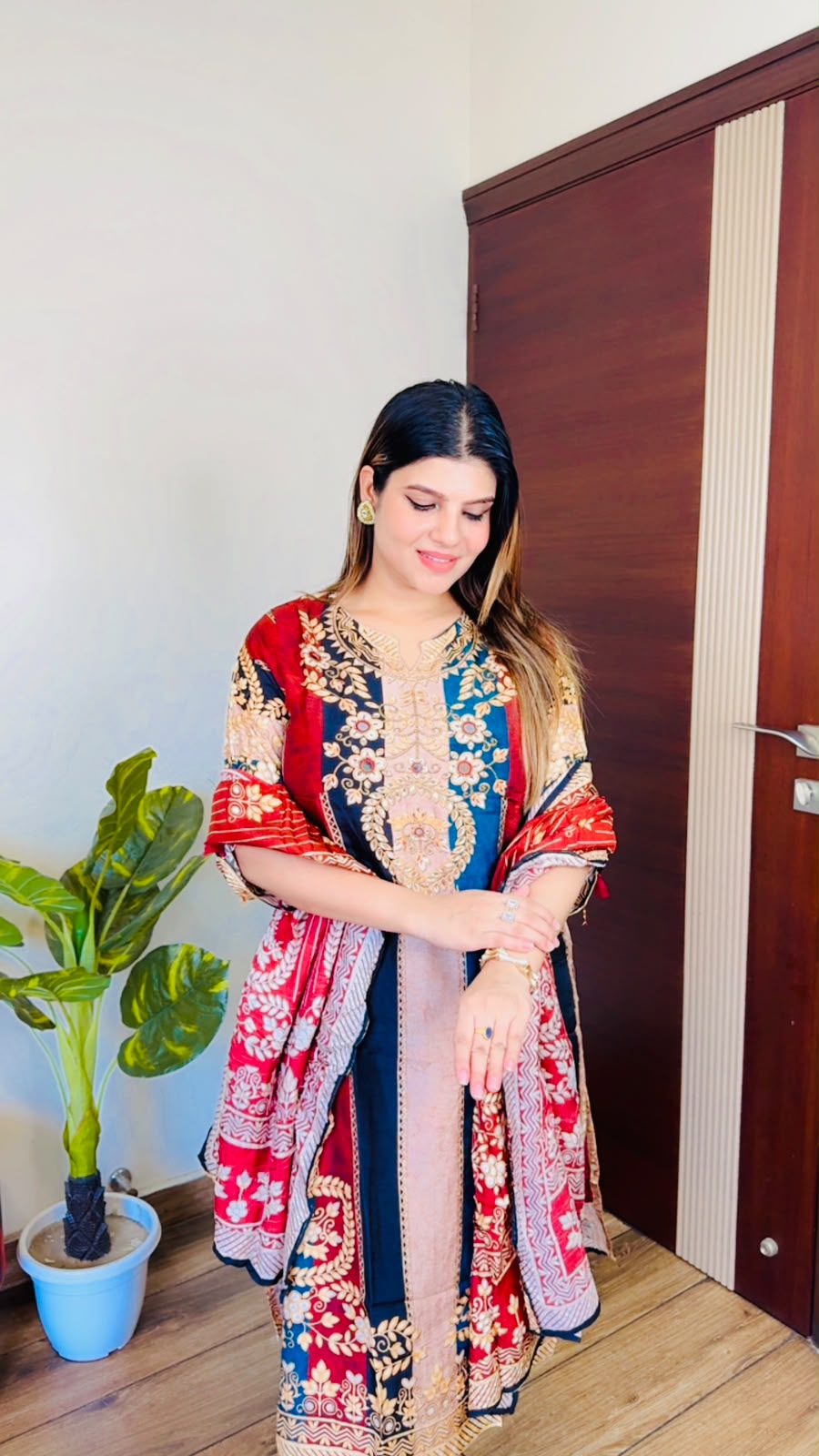 Jivika- Crepe Floral Suit