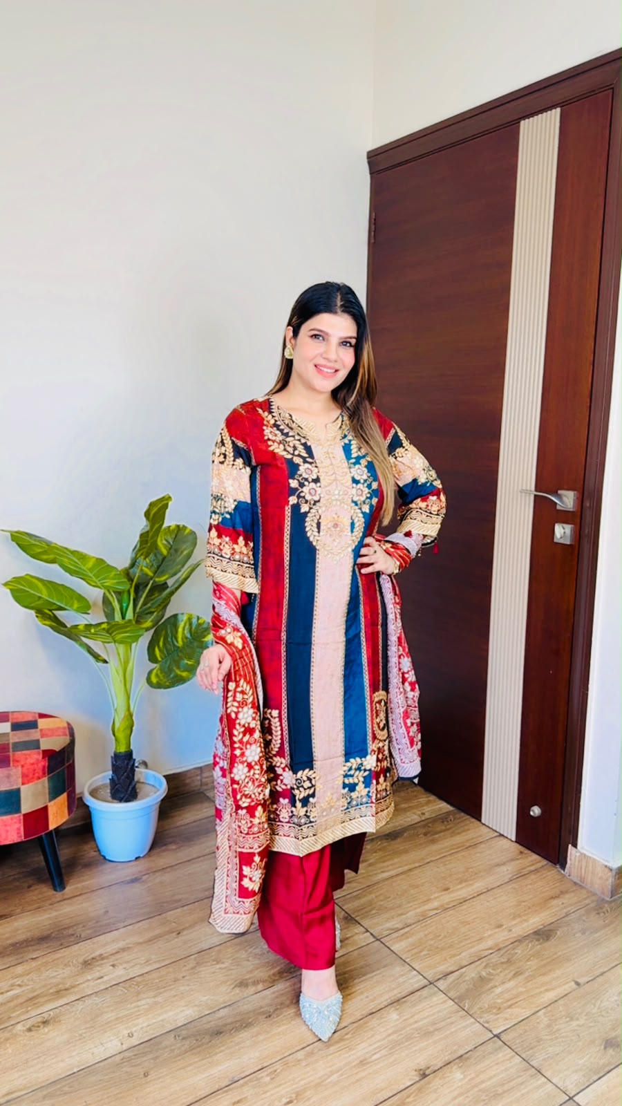 Jivika- Crepe Floral Suit