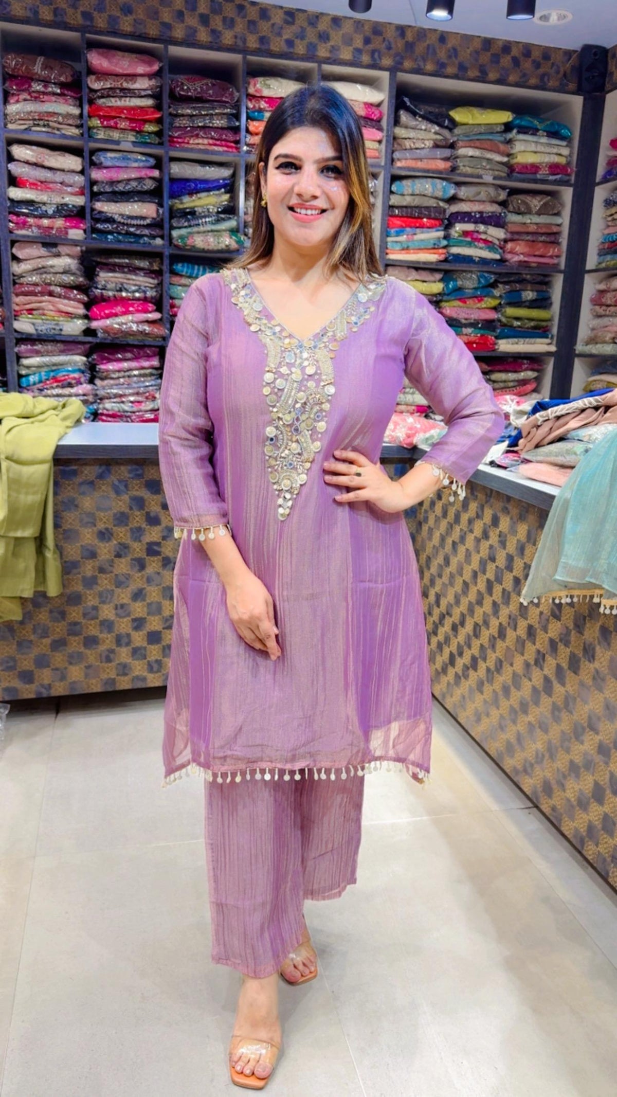 Zoya- Salsa Pearl & Sequin Handwork Suit