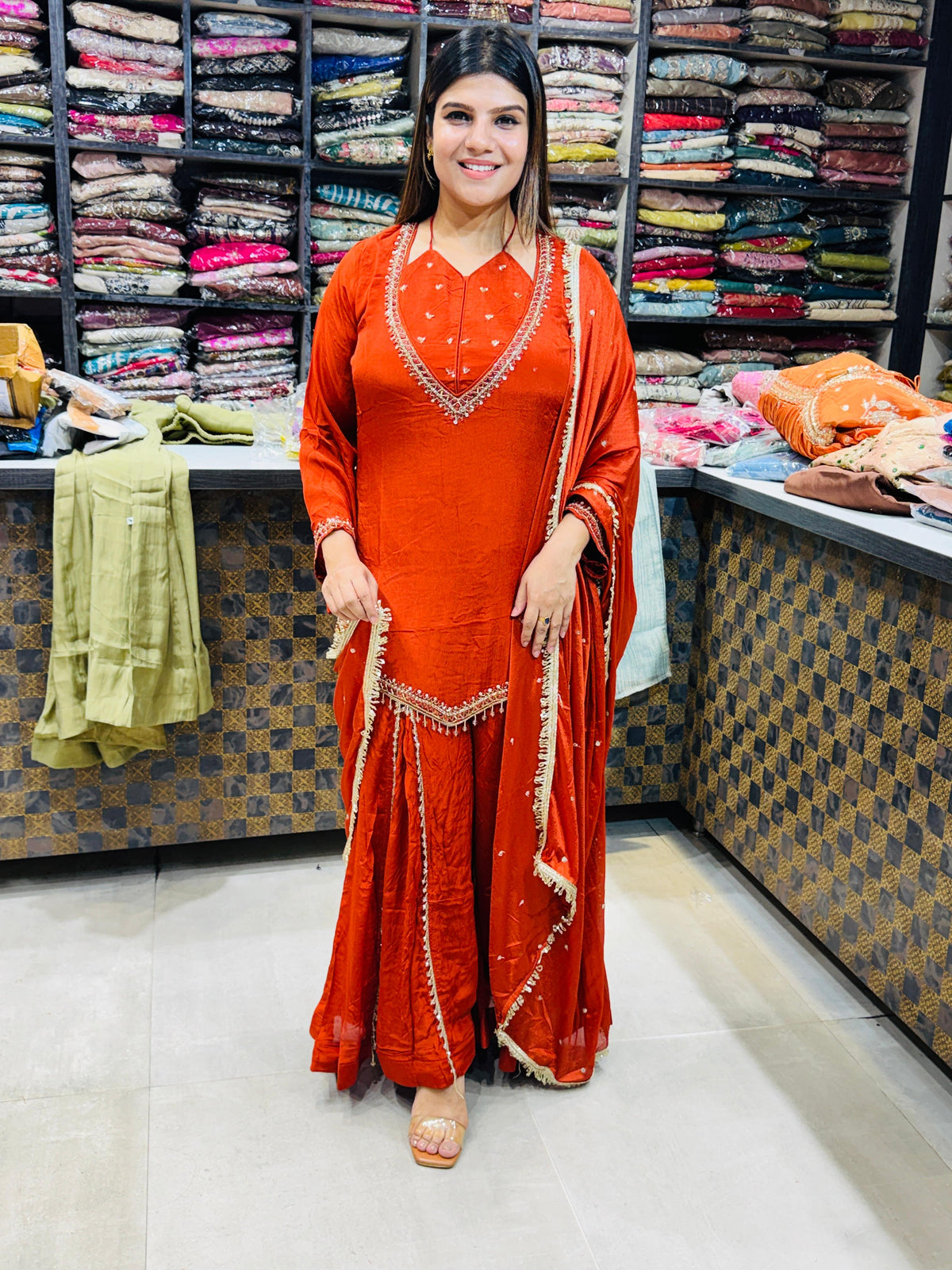 Kashmiri- Chinon Suit
