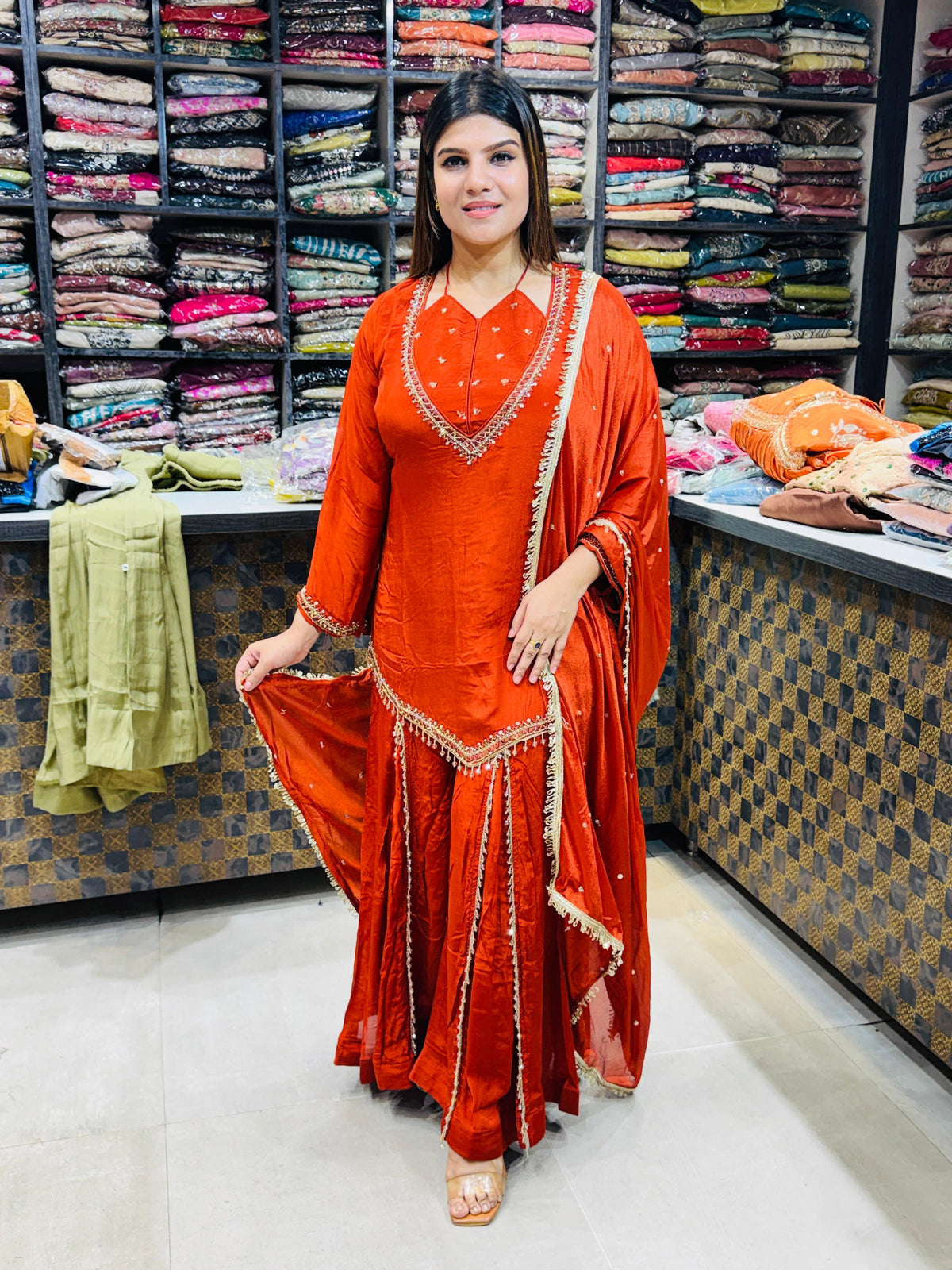 Kashmiri- Chinon Suit