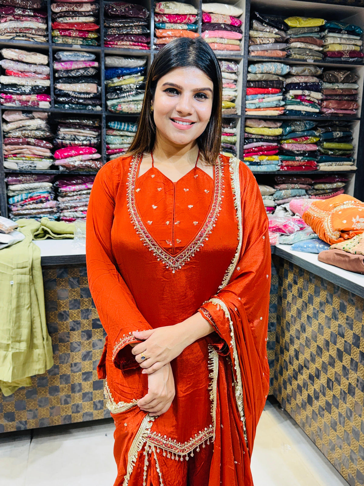 Kashmiri- Chinon Suit