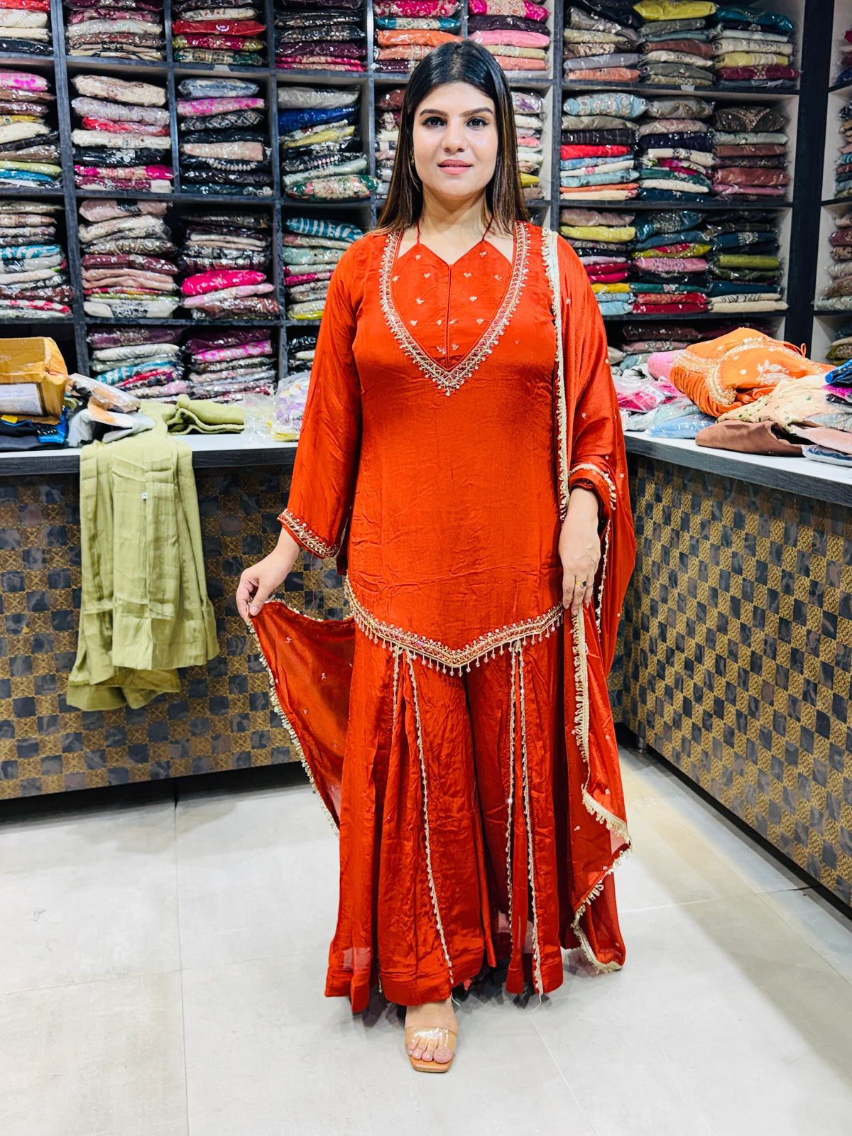 Kashmiri- Chinon Suit