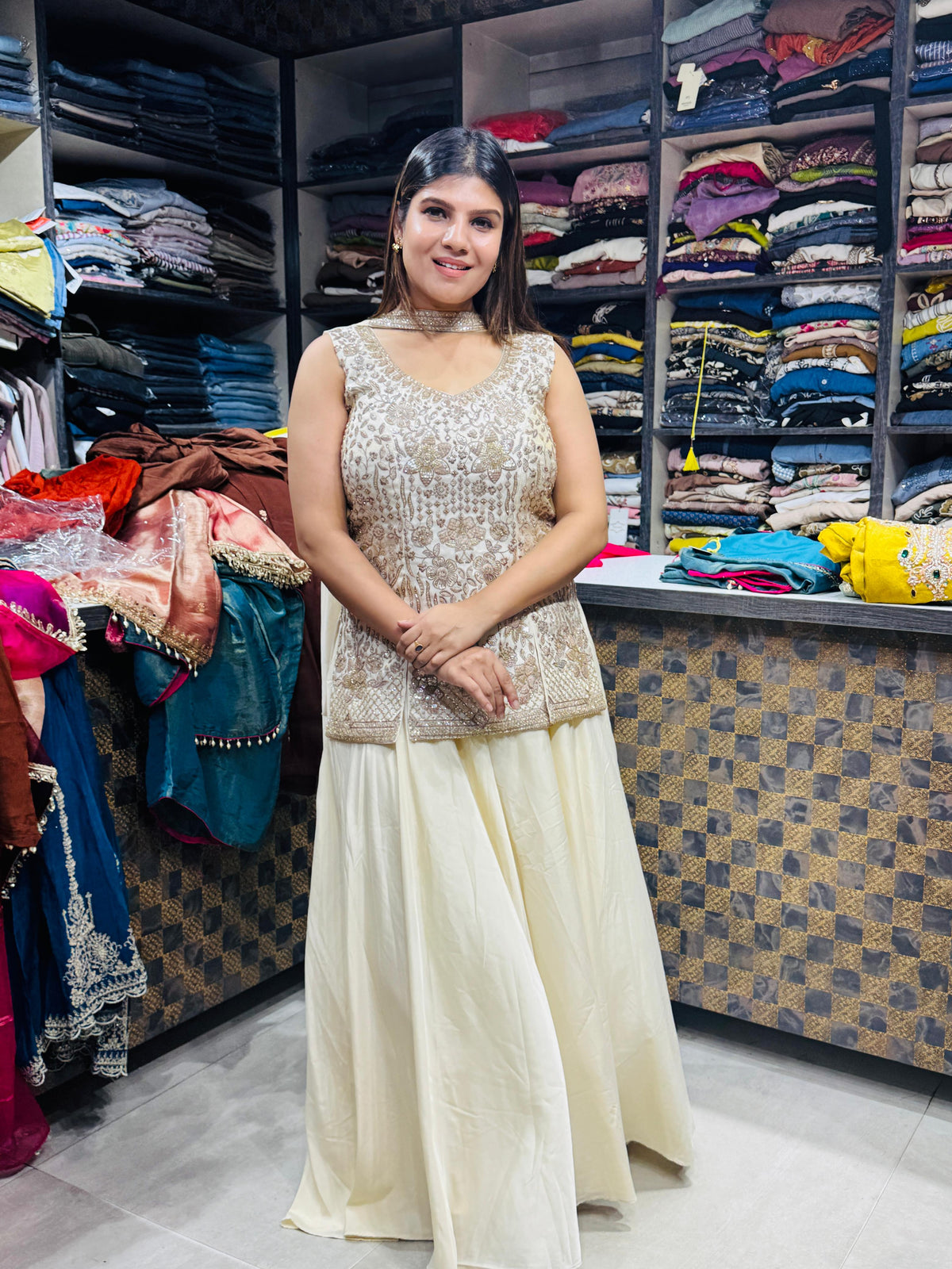 Meher- silk skirt handwork suit