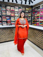 Urvashi- Chinon Sharara Suit