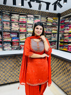 Urvashi- Chinon Sharara Suit