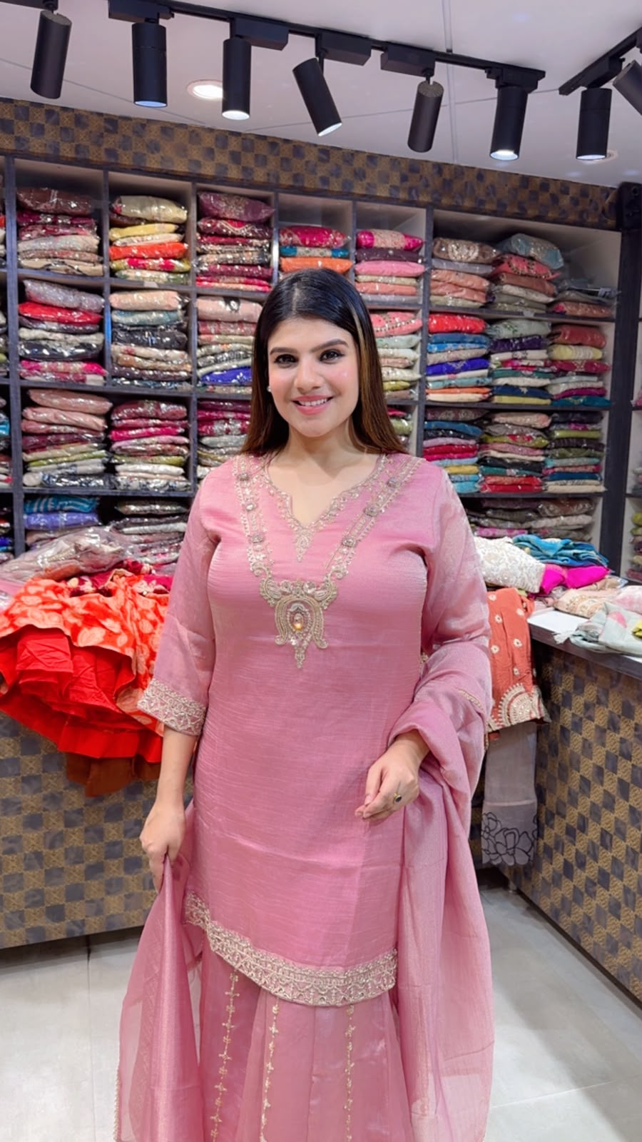 Pinky- Sharara Handwork Suit