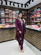 Meena- Crepe Farshi Salwaar Handwork Suit