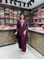 Meena- Crepe Farshi Salwaar Handwork Suit