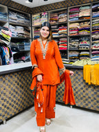 Meesha- Crepe Farshi Salwaar Handwork Suit
