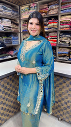 Kajal- Crush Tissue Farshi Salwaar Suit