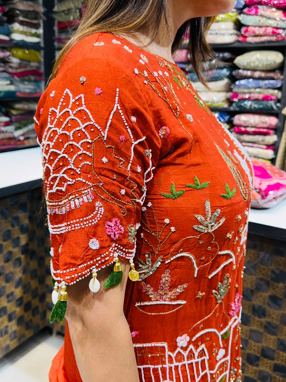 Ishita- Silk Short- Lenght Handwork Suit