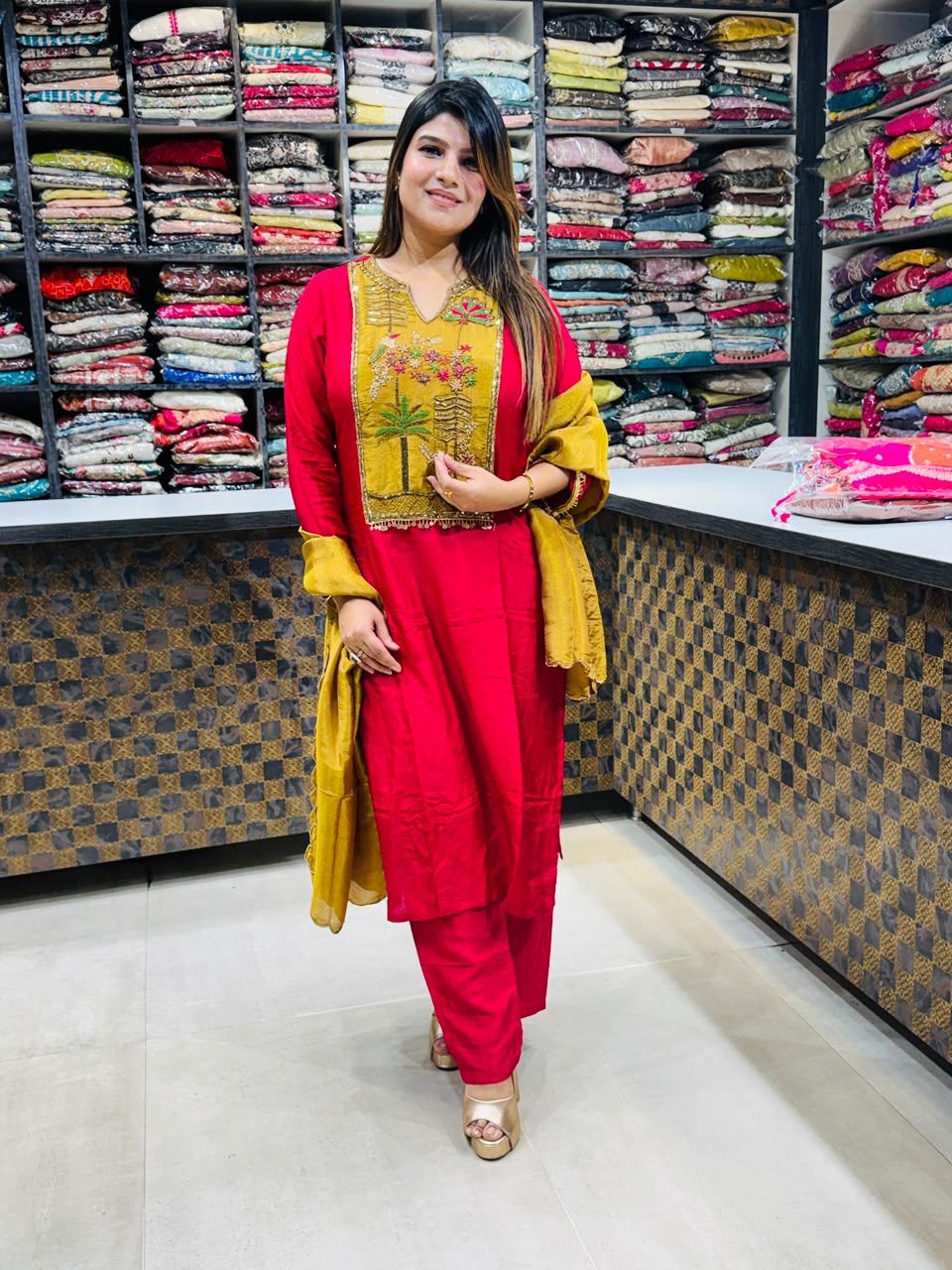 Anaya- Dola Silk Multicolor Hand Embroidery