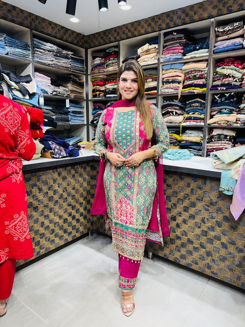 Veena- Crepe Straight Suit