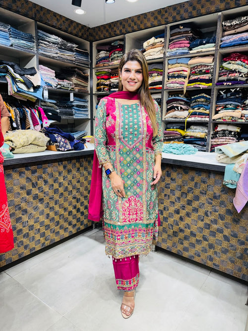 Veena- Crepe Straight Suit