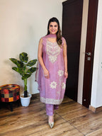 Mamta- Chinon Mirrorwork 3pc Suit