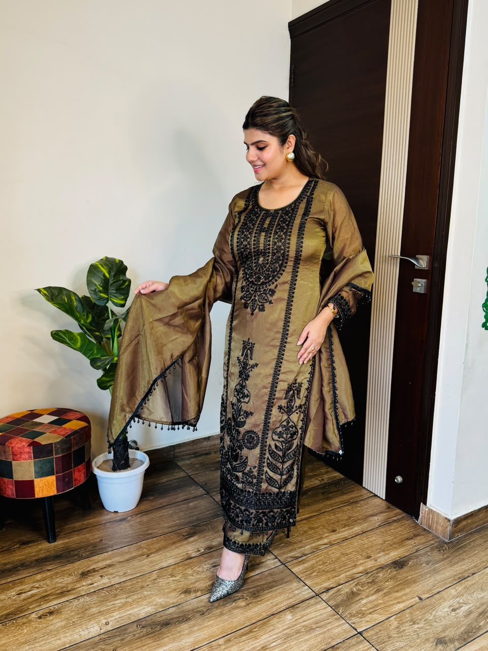 Sukhi- Glass Organza Embroidery Suit