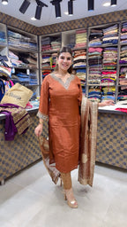 Meenakshi- Crepe with brochet pant suit