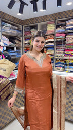 Meenakshi- Crepe with brochet pant suit