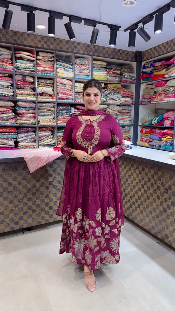 Himani- Chinon Floral Anarkali Suit