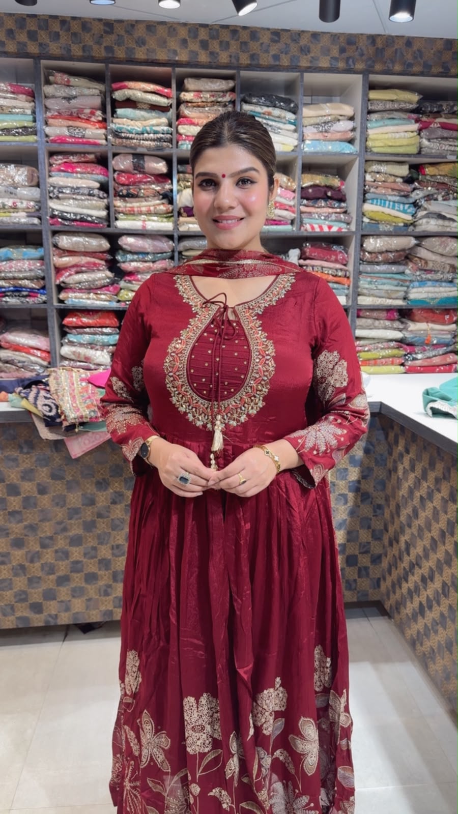 Ishika- Chinon Floral Anarkali Suit