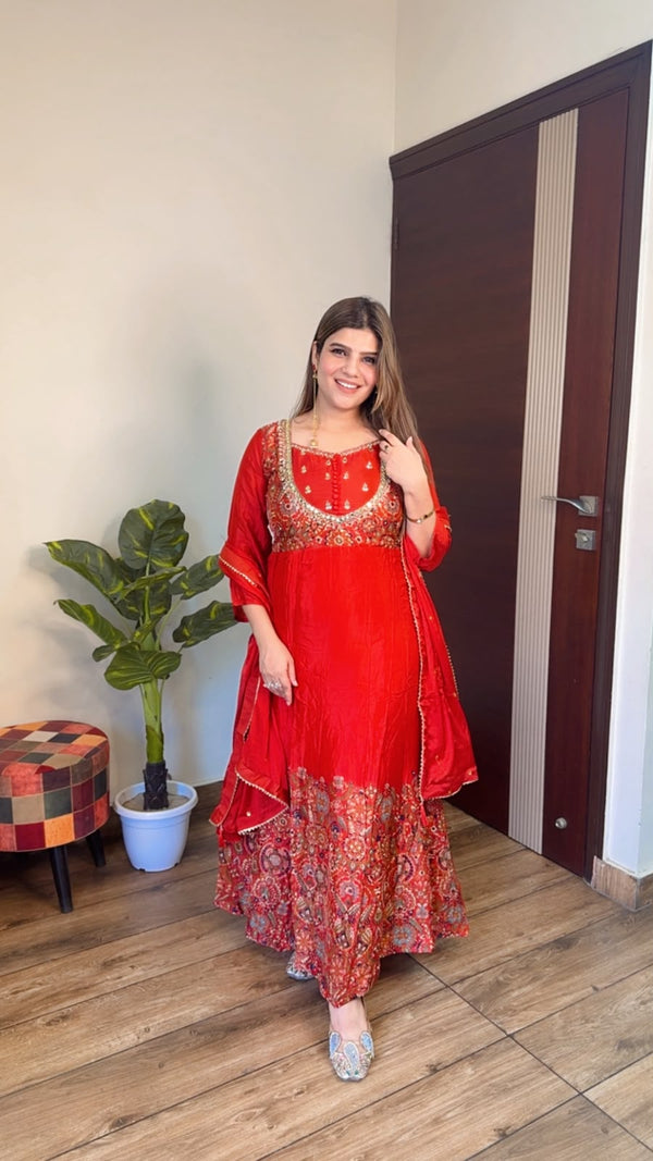 Manya- Chinon Handwork Anarkali Suit