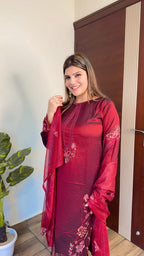 Saloni- Imported SIlk Floral Handwork Suit