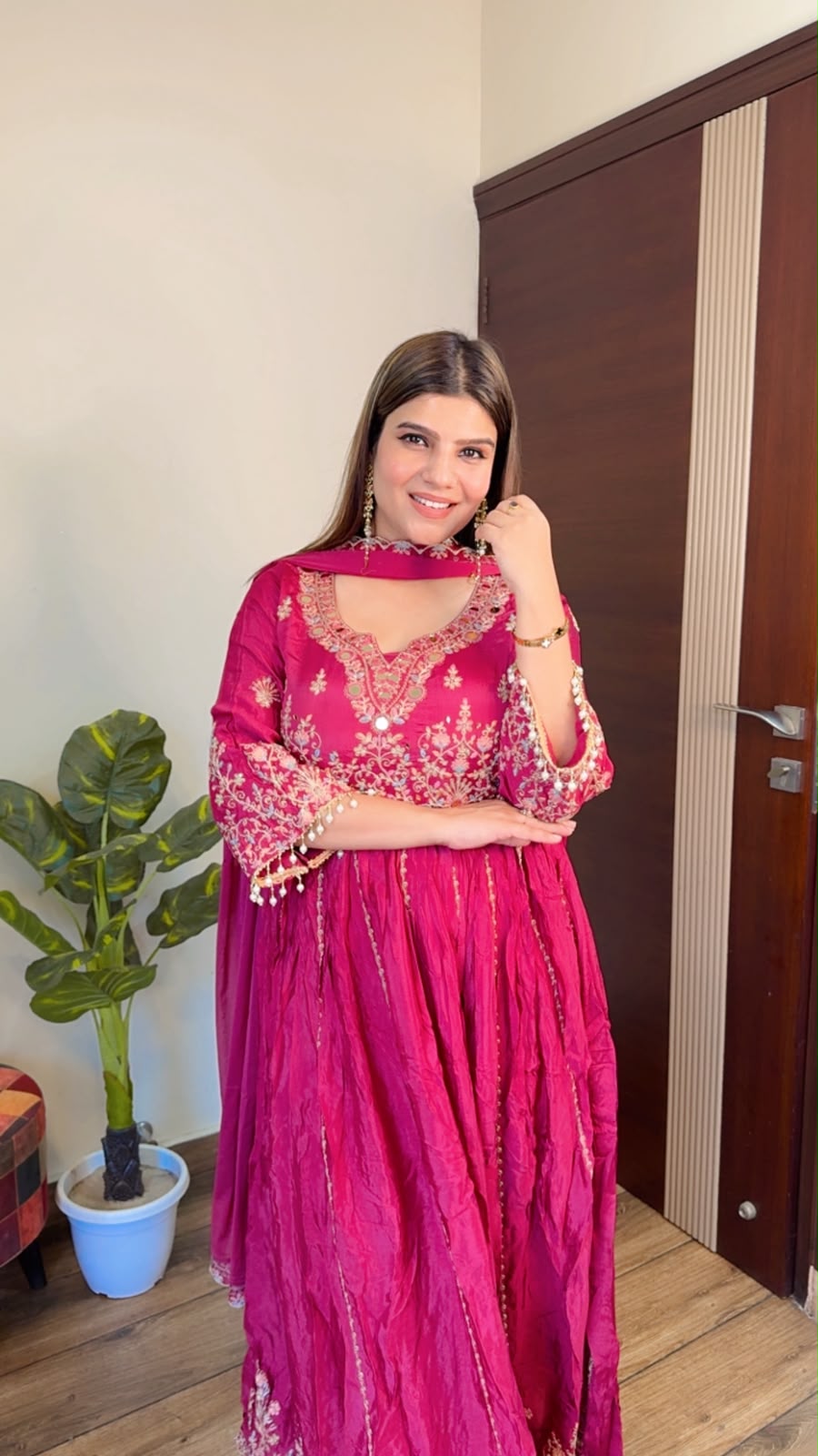 Poonam- Chinon Handwork Anarkali Suit