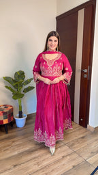 Poonam- Chinon Handwork Anarkali Suit