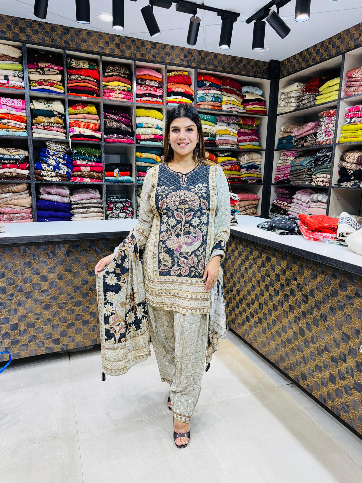 Shivani- Crepe Farshi Salwaar Suit