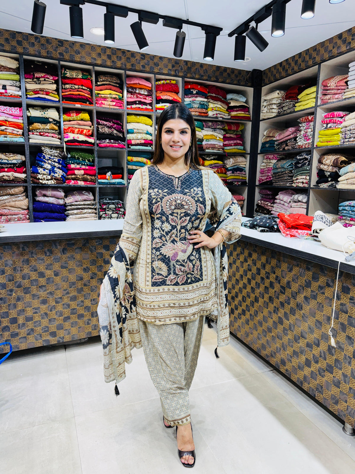 Shivani- Crepe Farshi Salwaar Suit