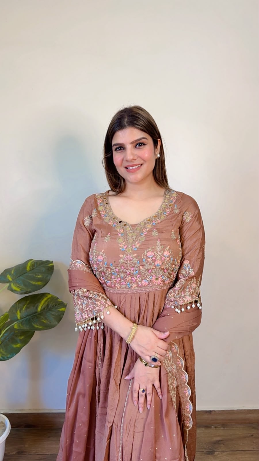 Shifali- Chinon Handwork Anarkali Suit