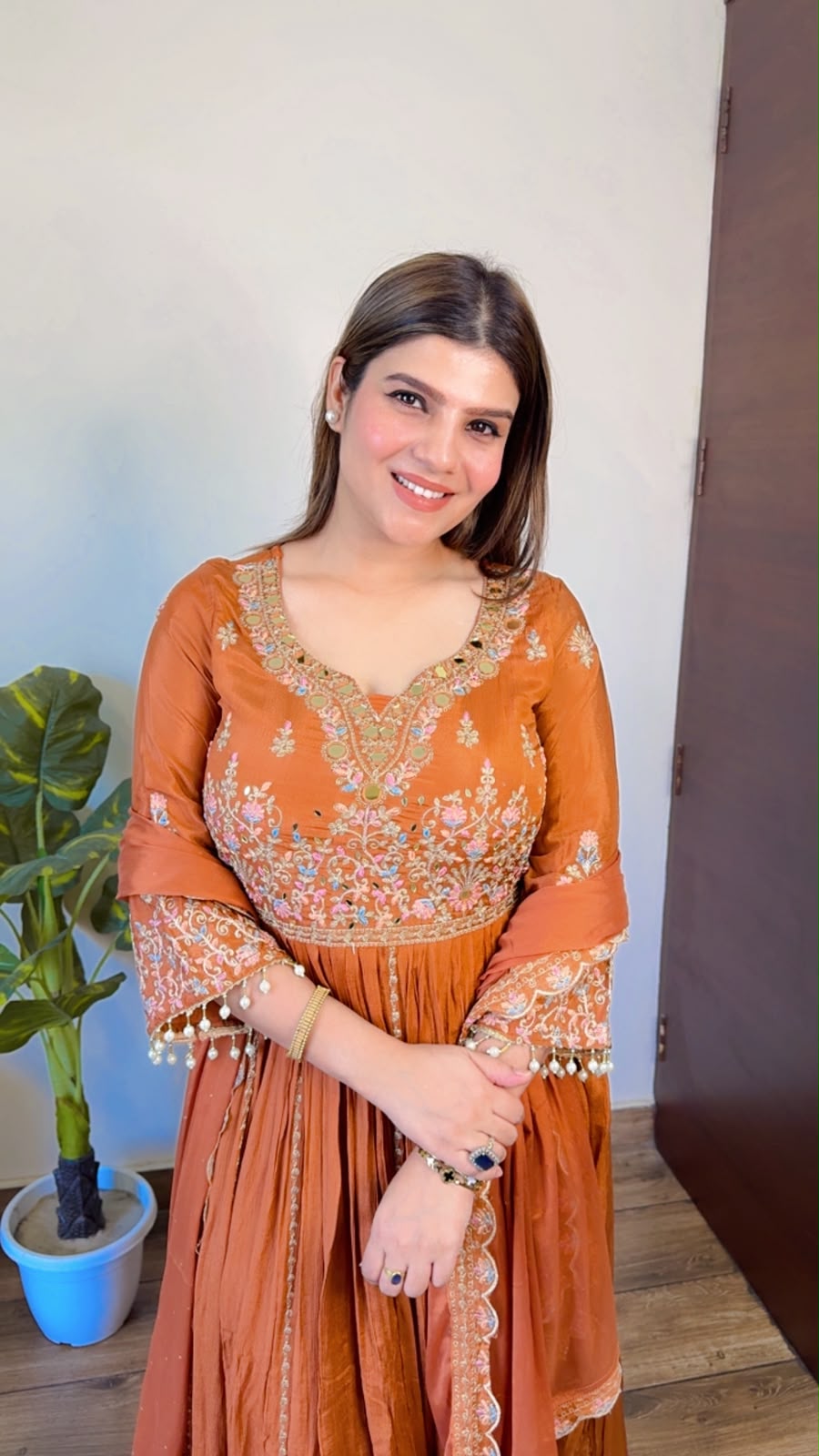 Saira- Chinon Handwork Anarkali Suit