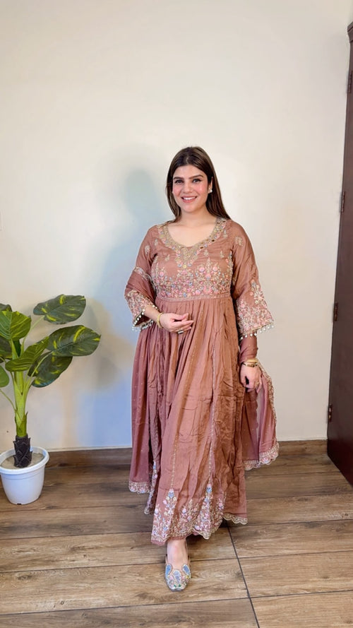 Shifali- Chinon Handwork Anarkali Suit