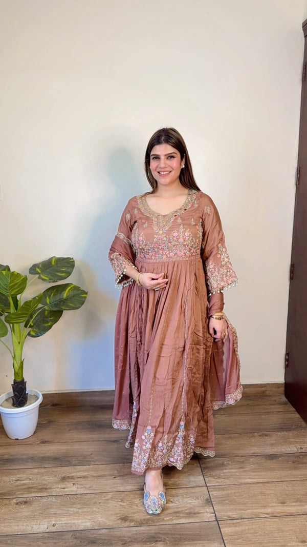 Shifali- Chinon Handwork Anarkali Suit