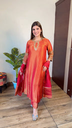 Mahi- A shape shimmer silk handwork suit