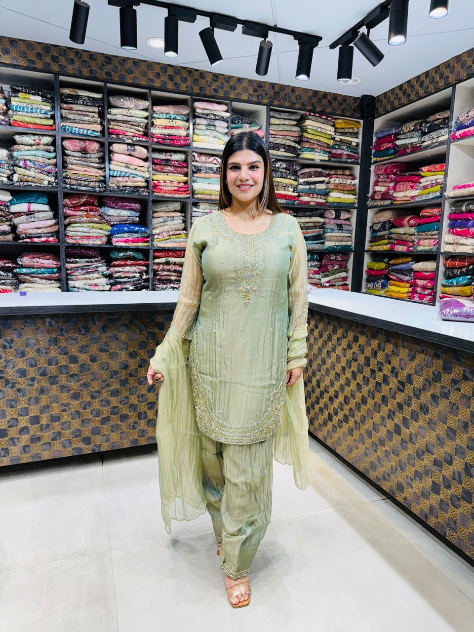 Heena- Salsa farshi salwaar sequin & pearl work suit