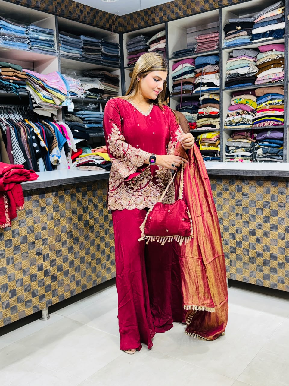 Mamta- Sharara Suit with potli bag